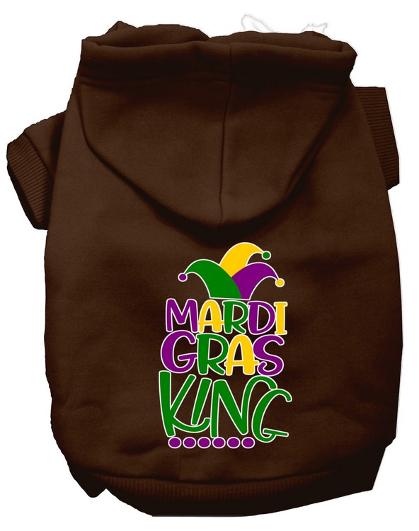 Mardi Gras King Screen Print Mardi Gras Dog Hoodie Brown XS